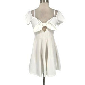 Privy Tie Front A-Line Mini Dress White Size Medium NWT